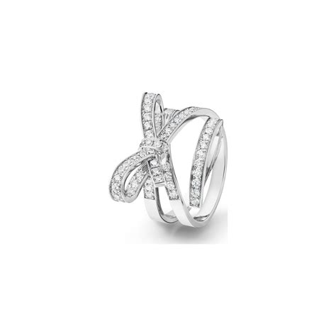 chanel diamond and white gold ruban ring|Chanel ribbon bow.